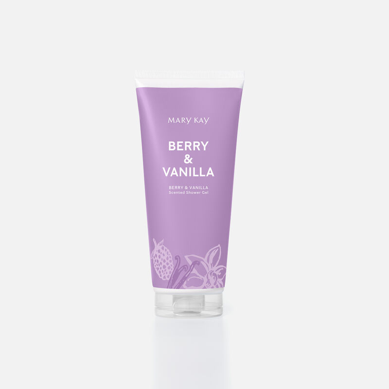 Tube of Mary Kay Shower Gel in Berry and Vanilla scent standing on its cap image number null