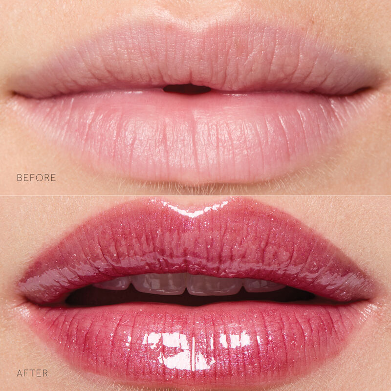 Light skin tone lips before and after application of Lilac Love.&nbsp; image number null