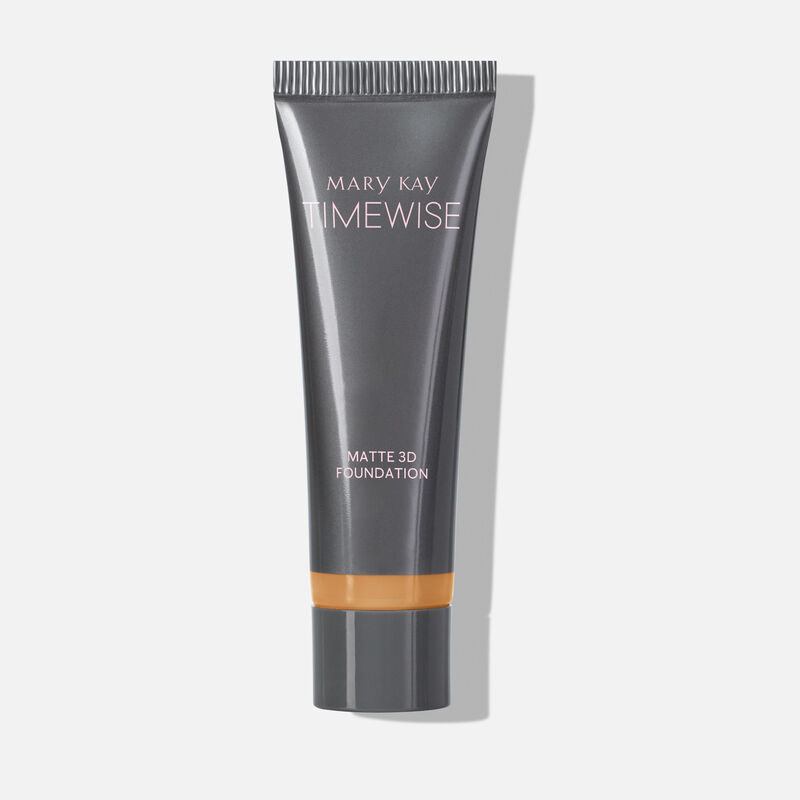 Tube of TimeWise Matte 3D Foundation in the shade Beige C 130 standing on its cap.