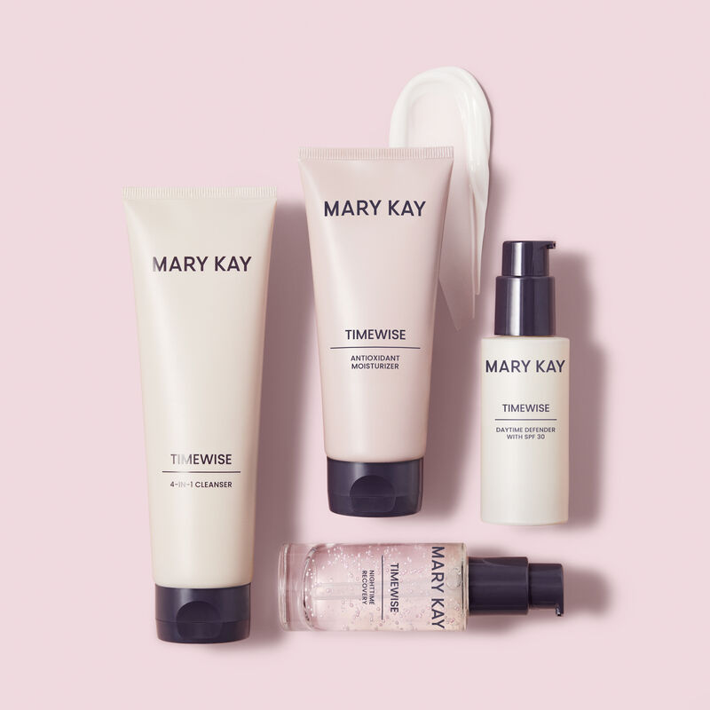 TimeWise Miracle Set styled with product rub against pink background image number null