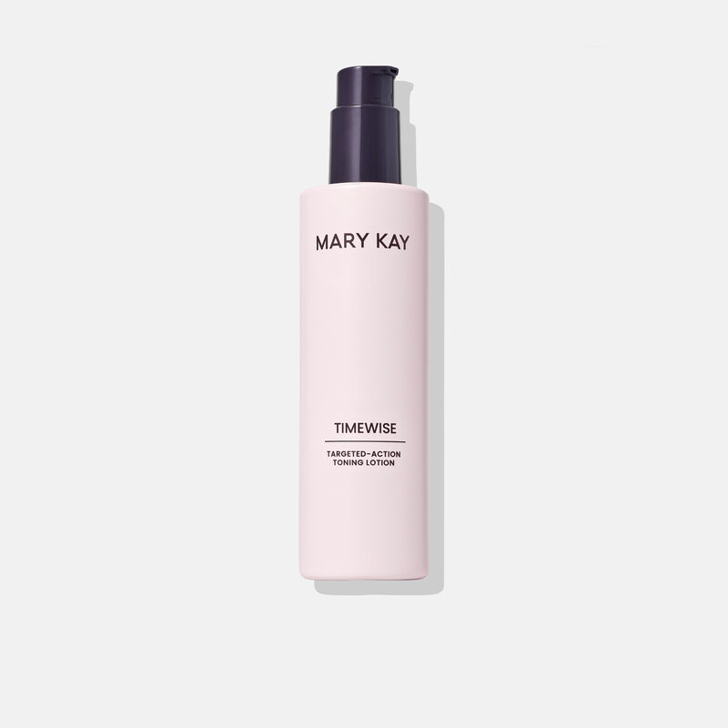 Bottle of TimeWise Targeted-Action Toning Lotion standing against plain background