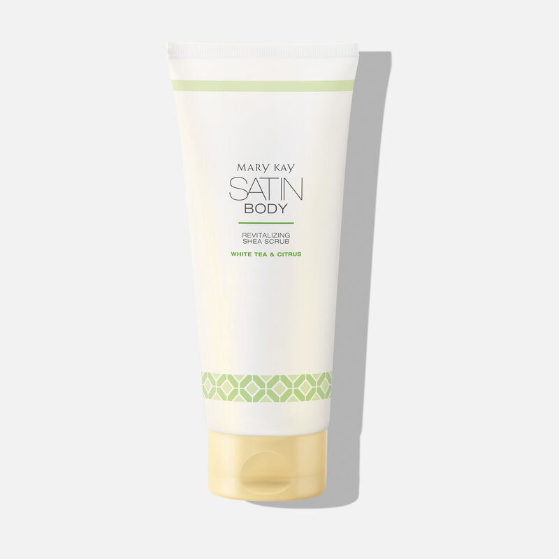 A tube of Satin Body Revitalizing Shea Scrub from Mary Kay