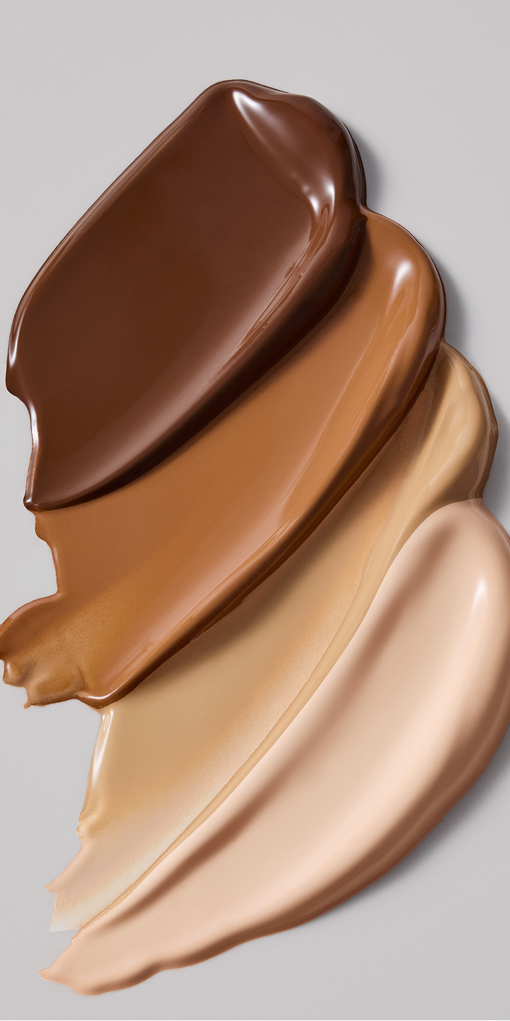 Aesthetic swipe of multiple foundation shades.